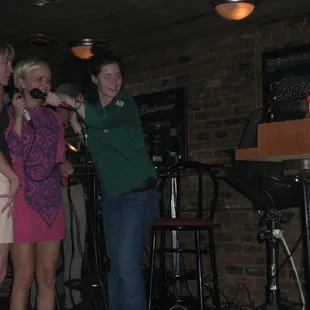 oh look! it's fellow yelper Christina V. (R) karaoking!