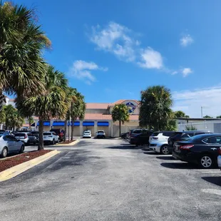 Big parking lot behind the restaurant.
