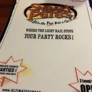 menu