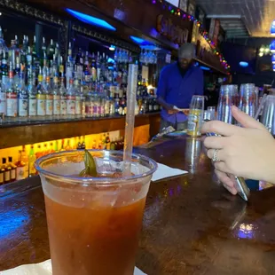 a drink on the bar