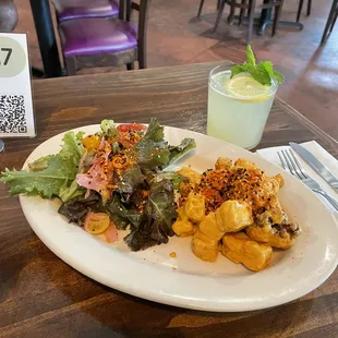Buffalo tofu and cauliflower salad
