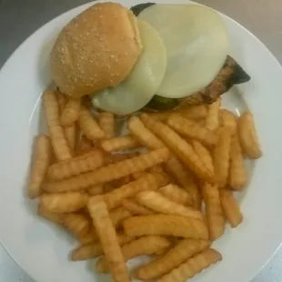 Blackened chicken sandwich with provolone cheese