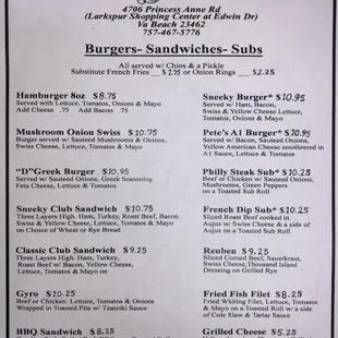 menu