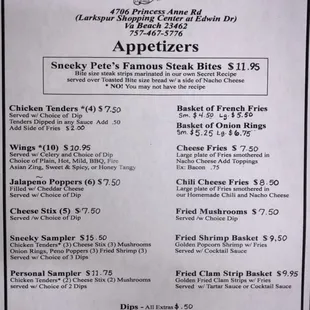 menu