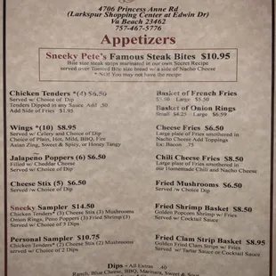 menu