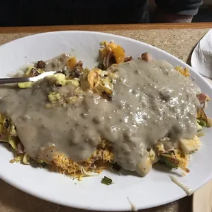 Breakfast scramble with gravy