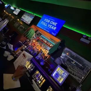 a bar with neon lights