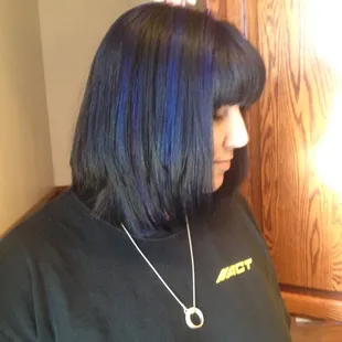 Danielle sporting her Blue highlights!!  -  stylist -  Dawn Parsons