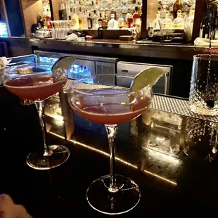 17.50 for less than 1.5 ounce cosmo- bartender up charges and gave herself a tip and was quite unprofessional-we left After 1 round.