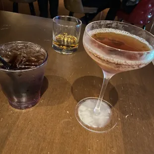 two cocktails on a table