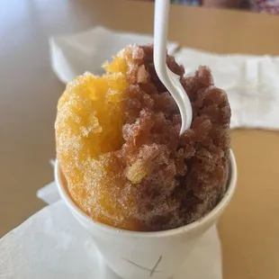 Tamarindo and dreamsicle with a scoop of Blue Bell Vanilla on the bottom.