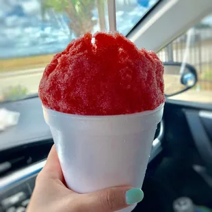 a hand holding a cup of ice cream