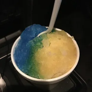 Banana and blue coconut