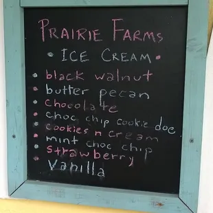 a chalk board with a menu written on it
