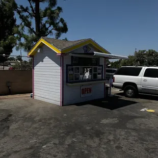 a white truck parked in a parking lot