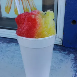 Flavors: half banana and half strawberry-colada. So good!