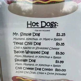 Hot Dog options