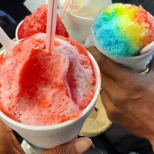 Wild cherry, strawberry cheesecake with condensed milk, rainbow, and wedding cake with condensed milk.