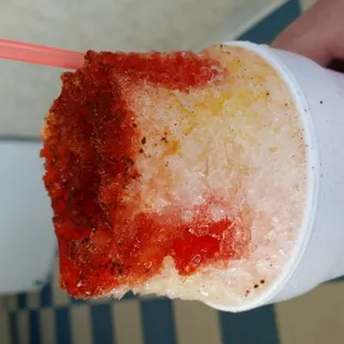 Coconut mango with chamoy and chile