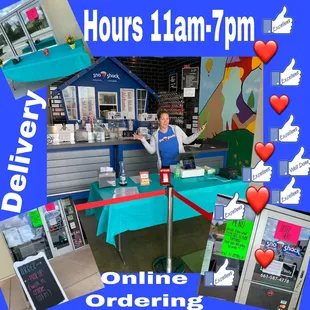 We are open for take out: online ordering, Call or Text and ordering at the front table..