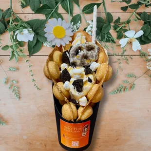 Cookie and Cream Bubble Waffle