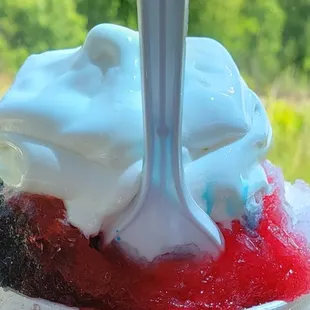 Large stuffed sno-ball (watermelon, blueberry, coconut, &amp; vanilla)