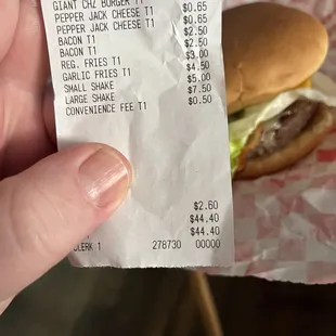This is a receipt for $45 worth of disappointment.