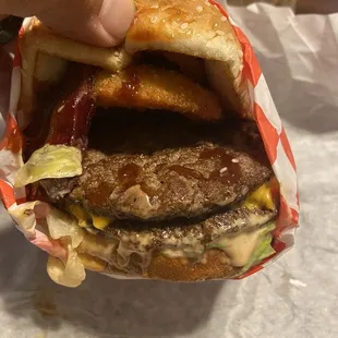 The inside of the king burger