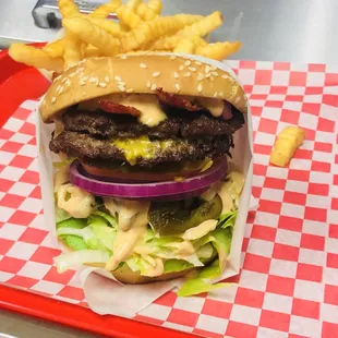 Delicious freshly made Avocado Bacon Burger