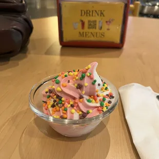 Vanilla &amp; Strawberry with Nerds topping
