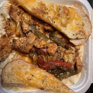 Chicken Alfredo pasta with peppers and onions. Delicious!!!