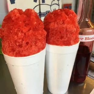 two cups of shaved ice