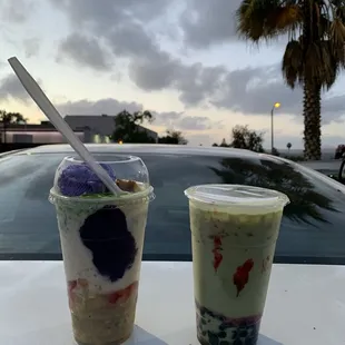 original halo halo &amp; strawberry matcha milk tea