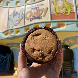 a hand holding a cookie