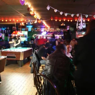 a pool table in a bar