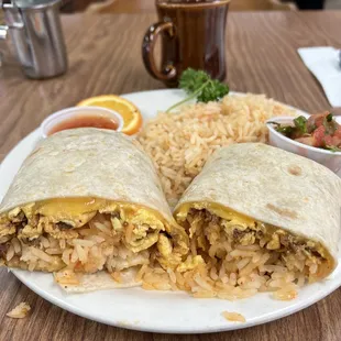 Chorizo and egg burrito no beans.