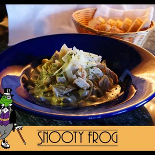 Chicken Fettuccini, Grilled Chicken, mushrooms tossed with housemade alfredo