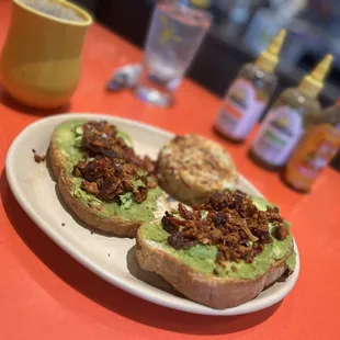  a plate of avocado toasts