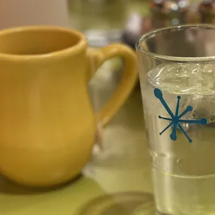 My earl grey tea and water. I already had inhaled the avocado toast and egg.