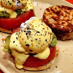 Smashed Avocado Benny.  Pre-Flight Happiness.