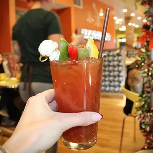 I kicked off our brunch with a Spicy Bloody Mary made with Snooze House Bloody Mix &amp; Spicy Vodka.