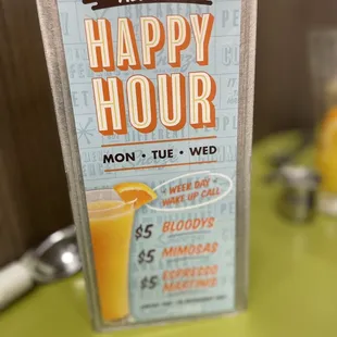 Happy Hour menu