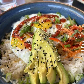 Crispy Garlic & Avocado Miso Rice Bowl*