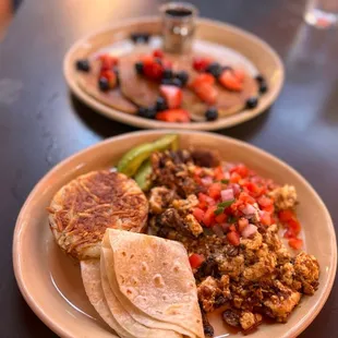 Pancake and Tofu scramble