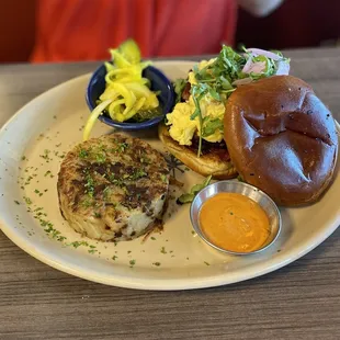 Double bacon and egg sandwich on a pretzel bun ($17) 5/2023
