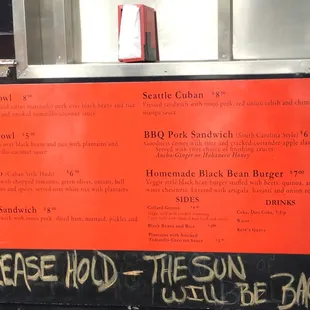 a menu for a restaurant