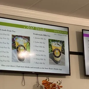 Tea drink menu