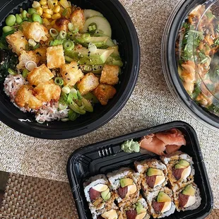 1 Protein Poke Bowl (shrimp tempura) and Orlando Roll