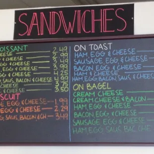 Plenty of breakfast sandwich options