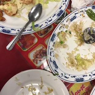 Emptying our plates.